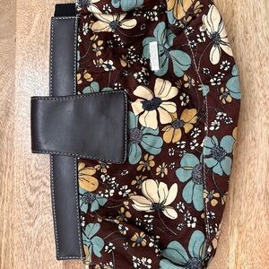 Floral Clutch with Leather Accent